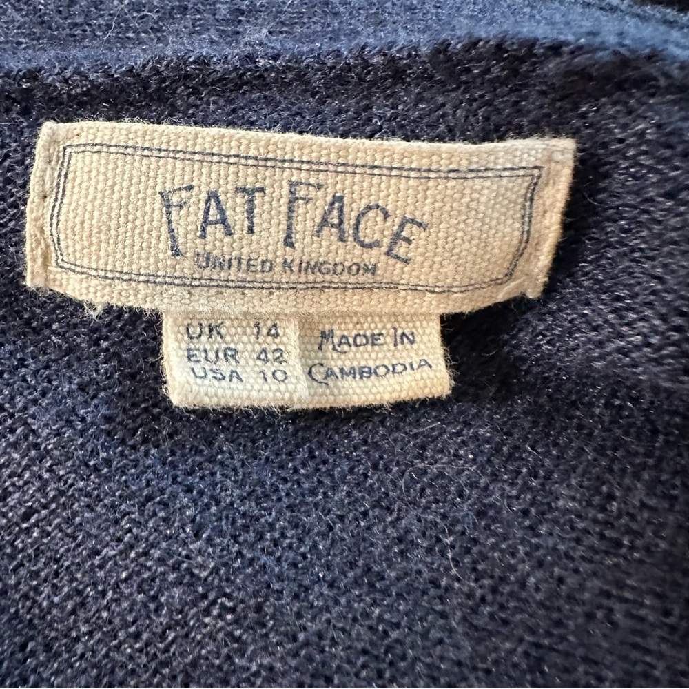 Fat Face Cashmere Wool Blend Blue Long Open Cardigan Women’s size 10 - Picture 7 of 9